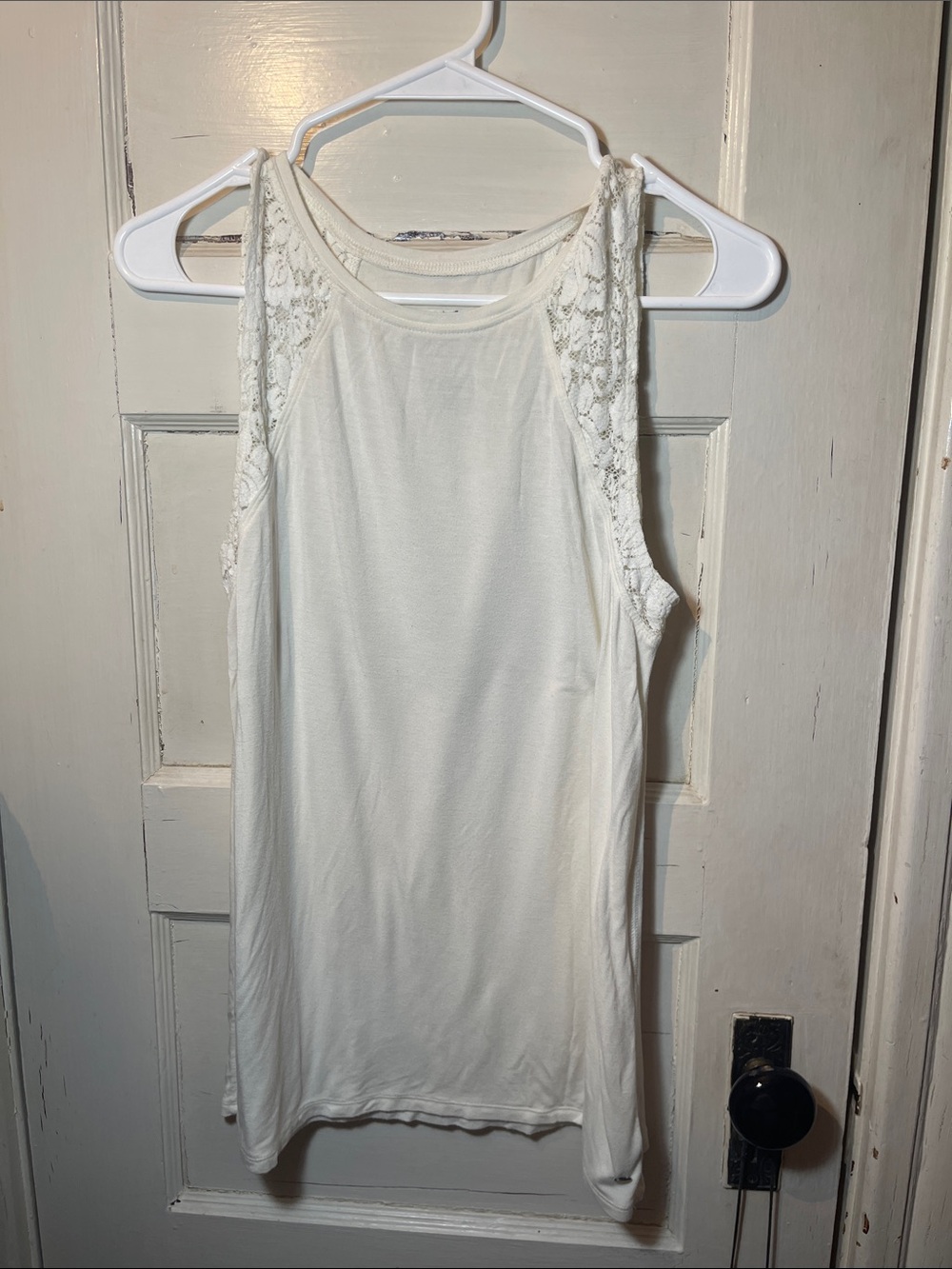 American Eagle Outfitters White Lace-Trim Tank